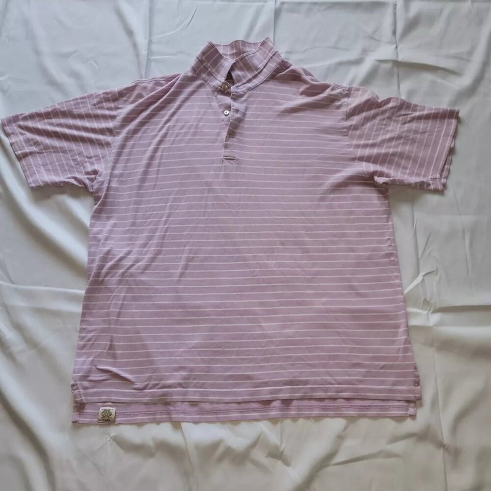 Peter Millar XL Men's Shirt Purple Golf Polo Striped Short Sleeve Outdoor Preppy